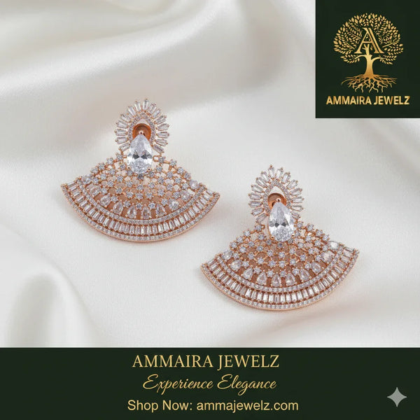 Ammaira's The Empress Fan Hoops: Rose Gold Statement Chandeliers - Ammaira Jewelz