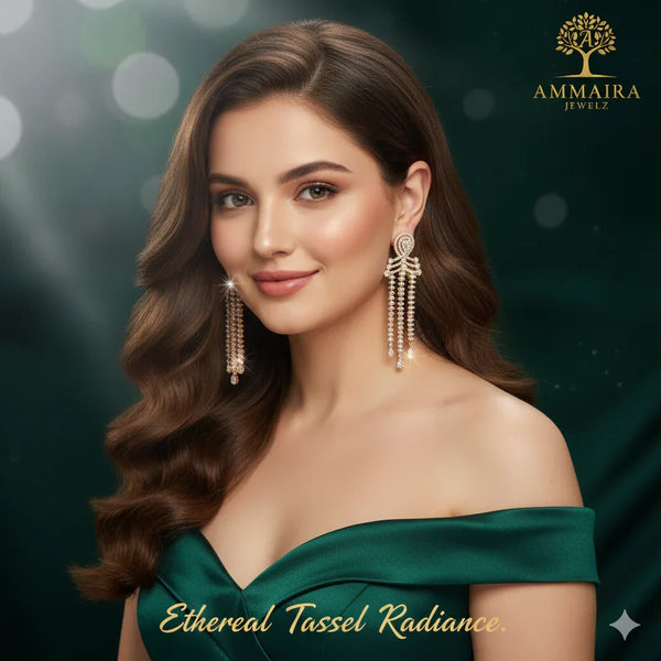 Ammaira's ETHEREAL TASSEL: Diamond Fringe Chandelier Drops - Ammaira Jewelz