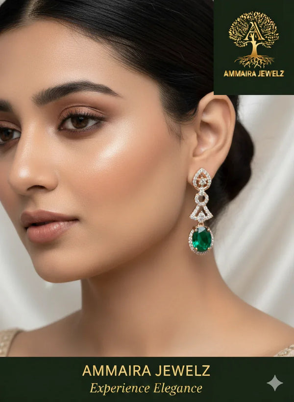 Ammaira's Dazzling Emerald Teardrop Earrings - Ammaira Jewelz