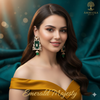 Ammaira's Emerald Majesty: Regal Chandelier & Pearl Drops