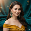 Ammaira's Emerald Majesty: Regal Chandelier & Pearl Drops - Ammaira Jewelz