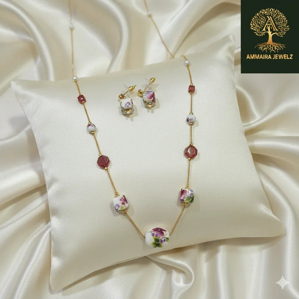 Ammaira's Fancy High Gold -Polish Floral Bead Chic Mala - Ammaira Jewelz