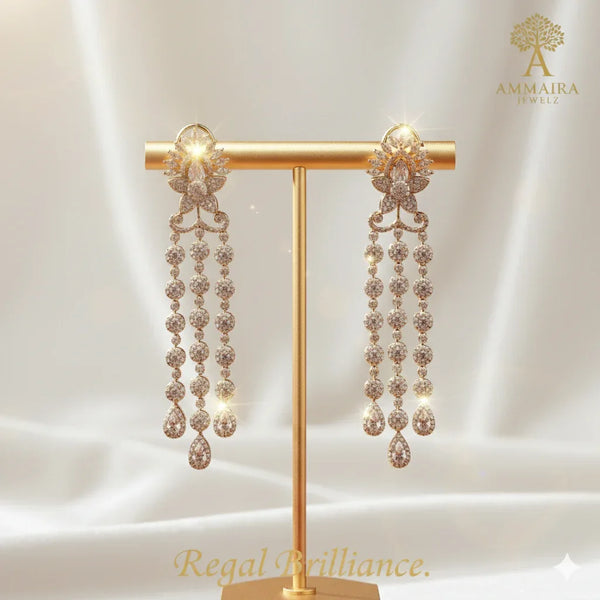 Ammaira's REGAL BRILLIANCE: Cascading Diamond Chain Chandelier Drops - Ammaira Jewelz