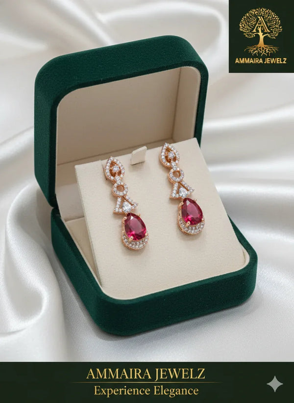 Ammaira's Dazzling Ruby Teardrop Earrings - Ammaira Jewelz