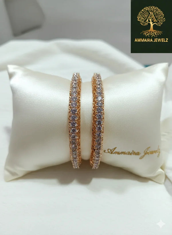 Ammaira's Rose Gold Eternal Glow Bangles (Set of 2) - Ammaira Jewelz