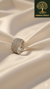 Ammaira's Silver -Tone Diamond Grid Ring