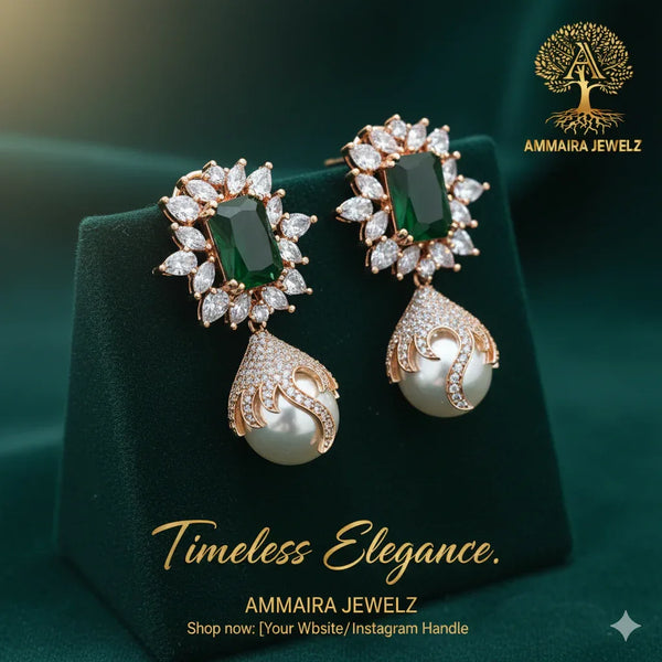 Ammaira's Timeless Elegance: The Royal Garden Pearl Drops - Ammaira Jewelz
