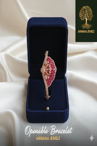 Ammaira's Ruby Royale Statement Cuff Openable Bracelet - Ammaira Jewelz