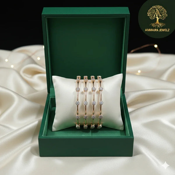 Ammaira's Rose Gold Celestial Sparkle Bangles (Set of 4) - Ammaira Jewelz