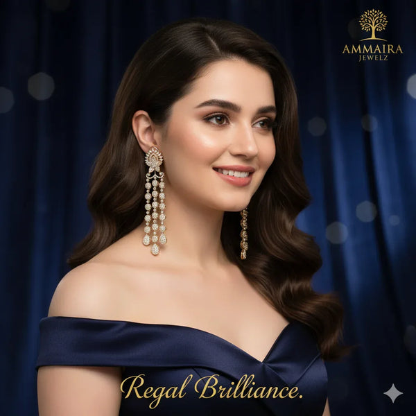 Ammaira's REGAL BRILLIANCE: Cascading Diamond Chain Chandelier Drops - Ammaira Jewelz