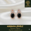 Ammaira's Midnight Glamour Drop Earrings: Bold Black & Rose Gold