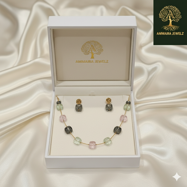 Ammaira's Fancy High-Polish Tricolor Crystal Chic Mala