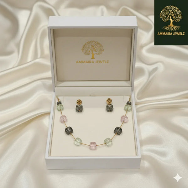 Ammaira's Fancy High-Polish Tricolor Crystal Chic Mala - Ammaira Jewelz