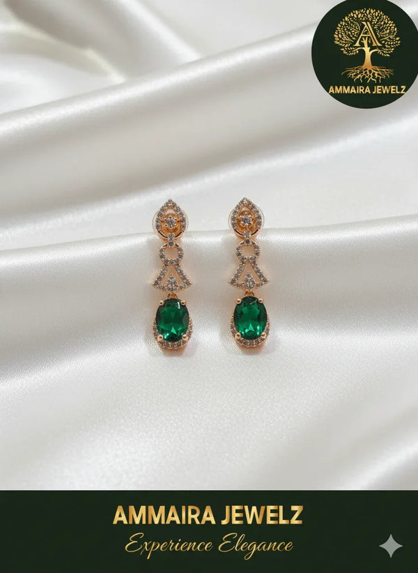 Ammaira's Dazzling Emerald Teardrop Earrings - Ammaira Jewelz