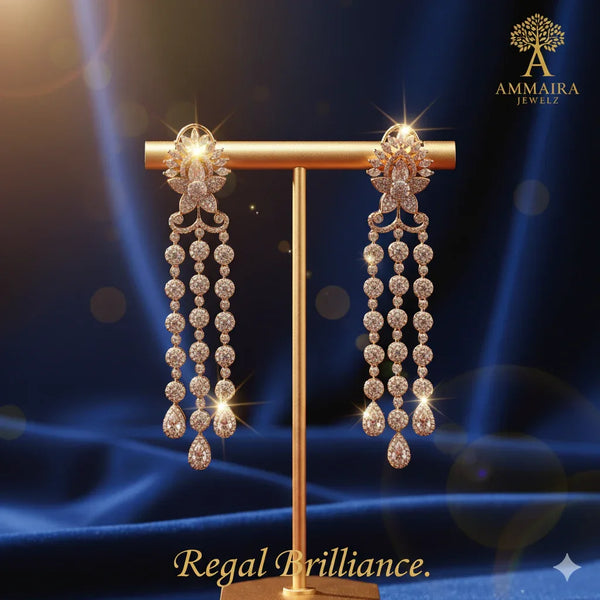 Ammaira's REGAL BRILLIANCE: Cascading Diamond Chain Chandelier Drops - Ammaira Jewelz