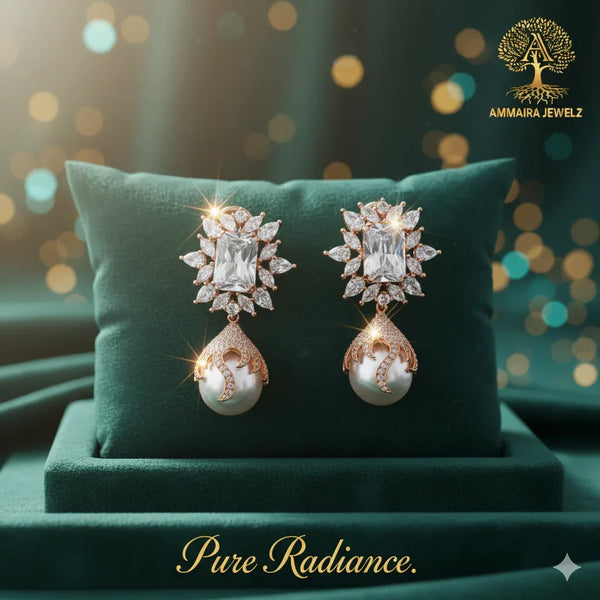 Ammaira's Pure Radiance: The Marquise & Pearl Chandelier Drops - Ammaira Jewelz