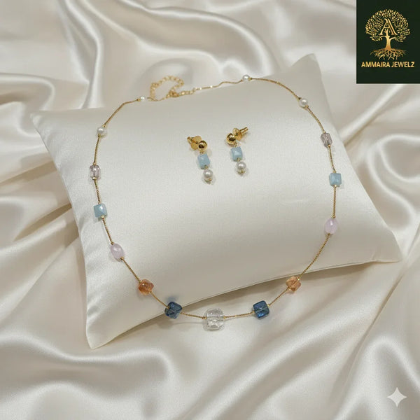 Ammaira's Fancy High Gold Polish Crystal Mala Chic Set - Ammaira Jewelz