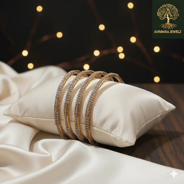 Ammaira's Rose Gold Radiance Bangles (Set of 4) - Ammaira Jewelz