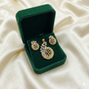 Gold Polish Circular Diamond Pendant & Stud Earrings Set | Ammaira Jewelz