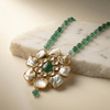 Green Beaded Floral Pendant Necklace with MOP | Ammaira Jewelz Ammaira Jewelz
