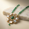 Green Beaded Floral Pendant Necklace with MOP | Ammaira Jewelz