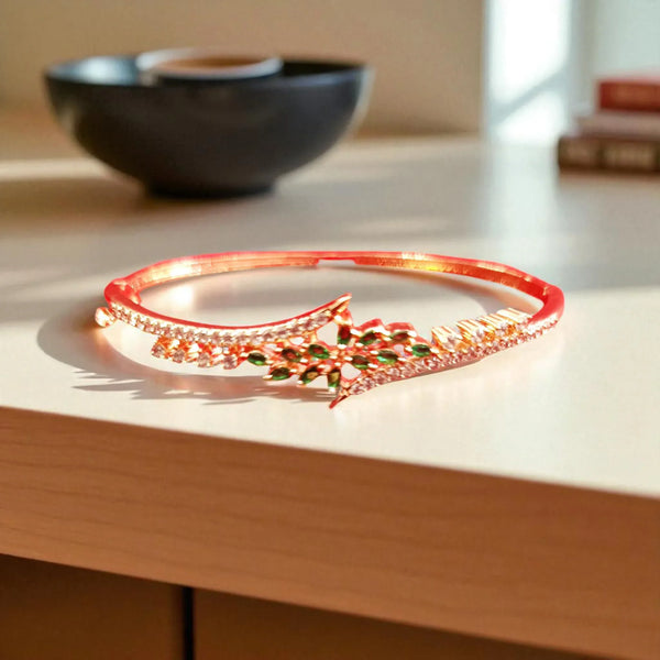 Ammaira’s Green Stone Rose Gold Plated AAA AD Zirconia Openable Bracelet - Ammaira Jewelz