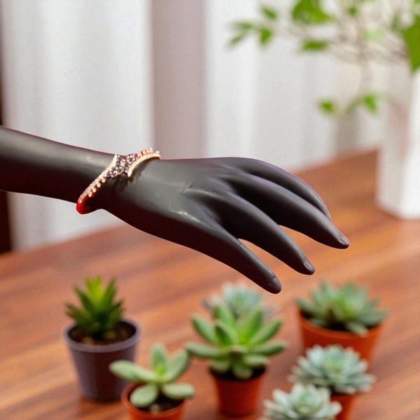 Ammaira’s Royal Blue Stone Rose Gold Plated AAA AD Zirconia Openable Bracelet