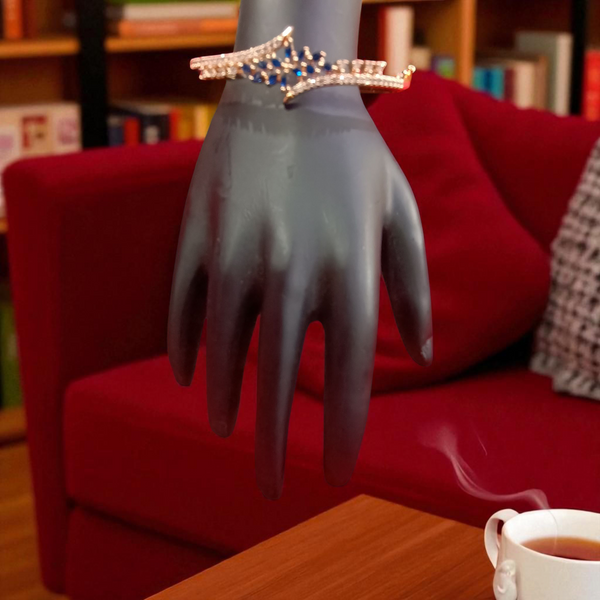 Ammaira’s Royal Blue Stone Rose Gold Plated AAA AD Zirconia Openable Bracelet