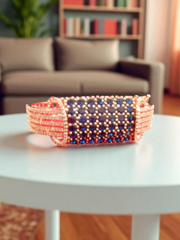 Ammaira’s Blue Rose Gold Plated AAA AD Zirconia Openable Bracelet