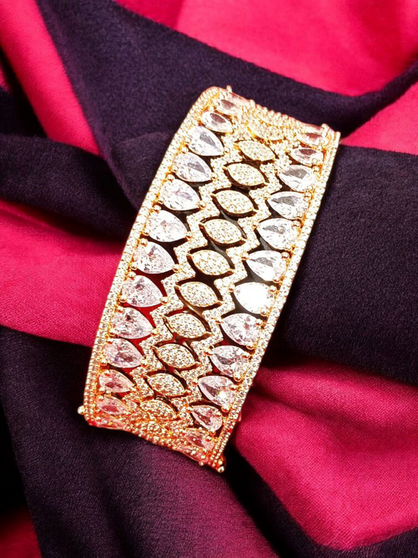 Ammaira’s Rose Gold Plated AAA AD Zirconia Openable Bracelet – Purple & Plain Stone