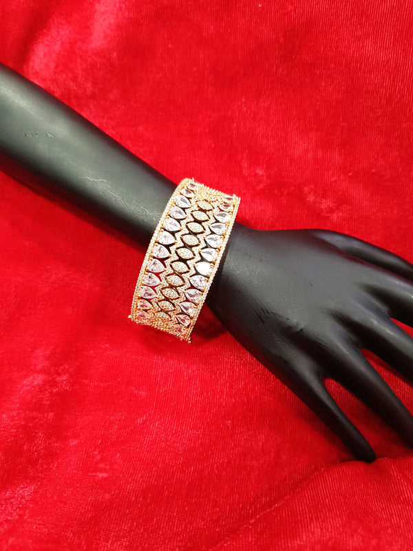 Ammaira’s Rose Gold Plated AAA AD Zirconia Openable Bracelet – Purple & Plain Stone - Ammaira Jewelz