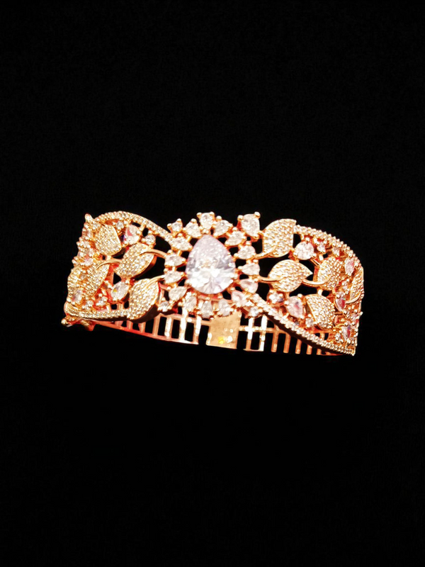 Ammaira’s Rose Gold Plated AAA AD Zirconia Openable Bracelet
