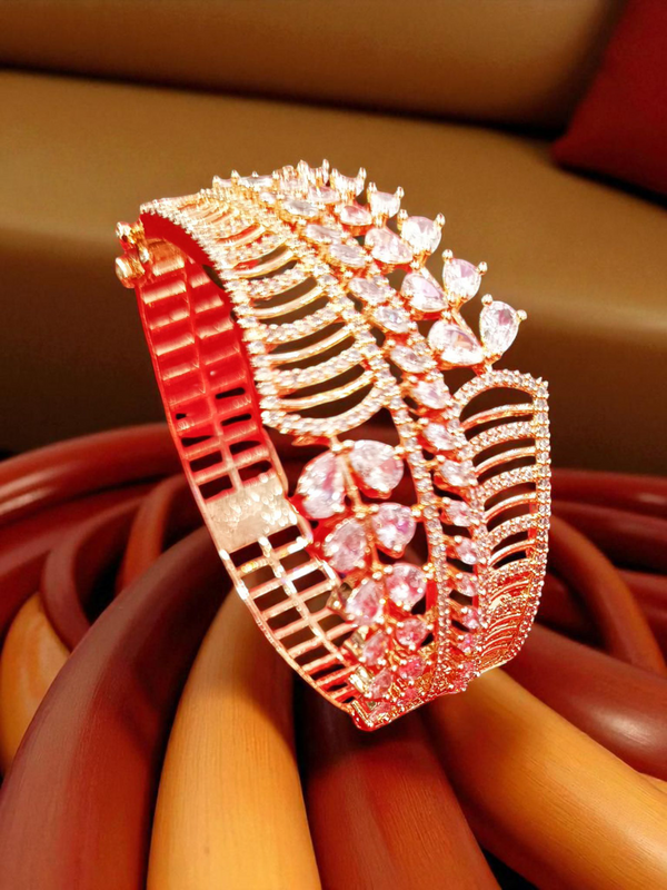 Ammaira’s Rose Gold Plated AAA AD Zirconia Openable Bracelet