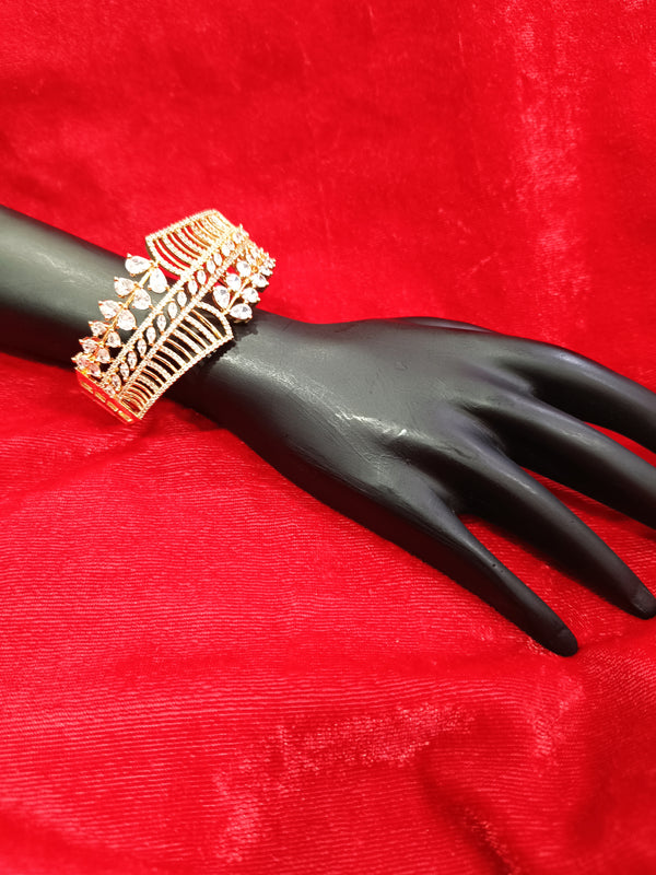Ammaira’s Rose Gold Plated AAA AD Zirconia Openable Bracelet
