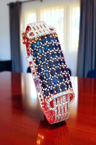 Ammaira’s Blue Rose Gold Plated AAA AD Zirconia Openable Bracelet