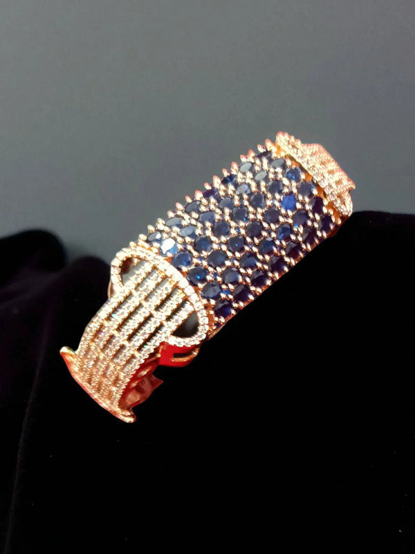 Ammaira’s Blue Rose Gold Plated AAA AD Zirconia Openable Bracelet - Ammaira Jewelz