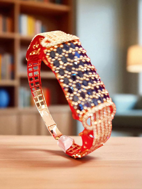 Ammaira’s Blue Rose Gold Plated AAA AD Zirconia Openable Bracelet