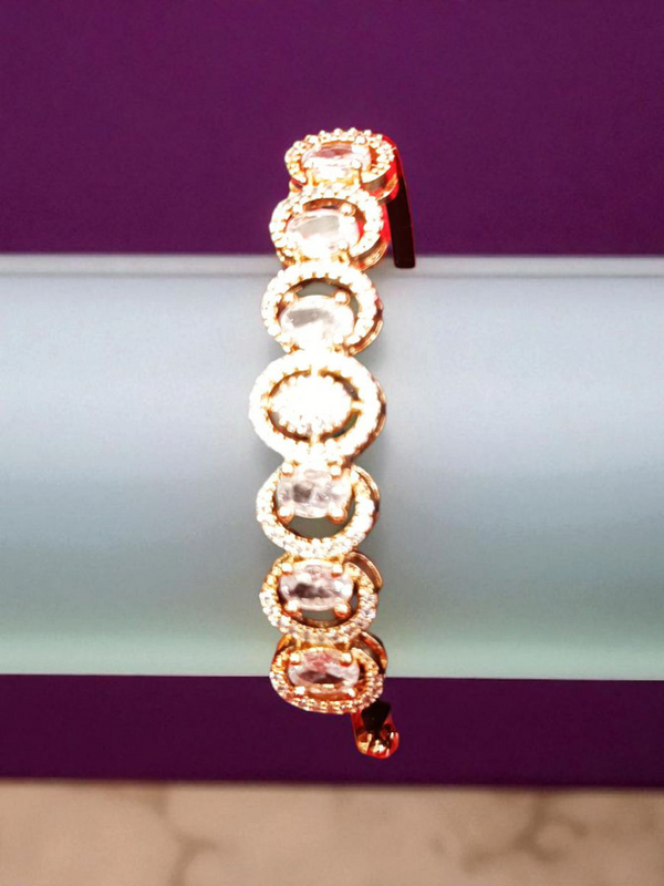 ✨ Ammaira’s Radiant Glow Rose Gold Plated AAA AD Zirconia Openable Bracelet ✨