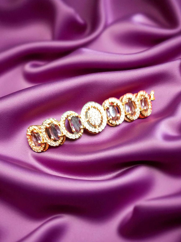 ✨ Ammaira’s Radiant Light Purple Rose Gold Plated AAA AD Zirconia Openable Bracelet ✨