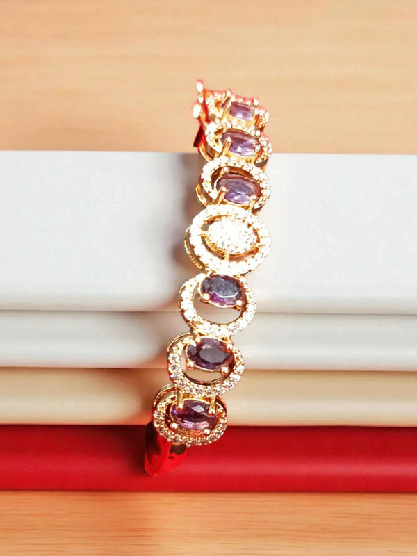 ✨ Ammaira’s Radiant Light Purple Rose Gold Plated AAA AD Zirconia Openable Bracelet ✨ - Ammaira Jewelz