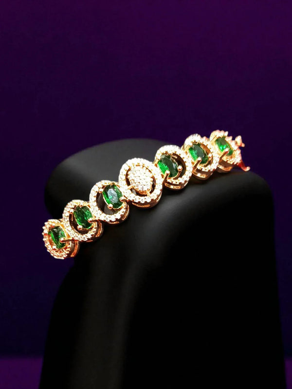 ✨ Ammaira’s Radiant Emerald Green Stone Rose Gold Plated AAA AD Zirconia Openable Bracelet ✨ - Ammaira Jewelz