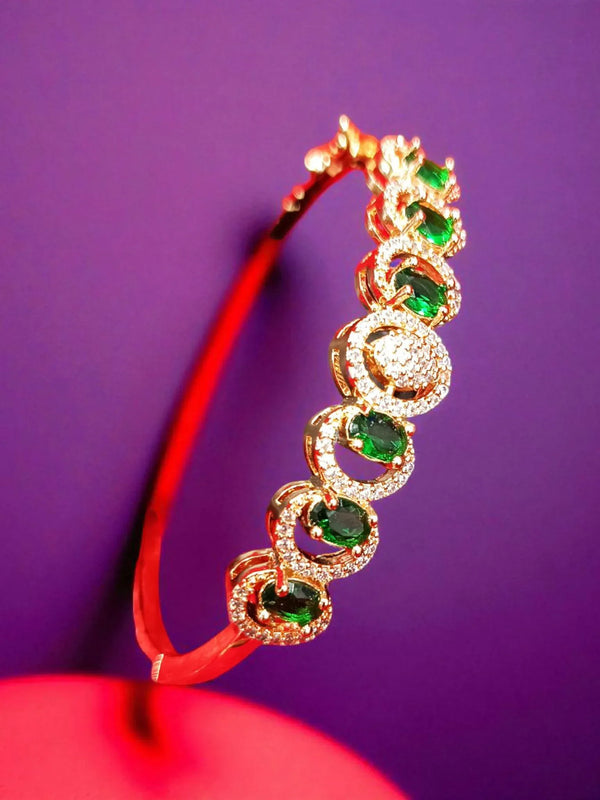 ✨ Ammaira’s Radiant Emerald Green Stone Rose Gold Plated AAA AD Zirconia Openable Bracelet ✨ - Ammaira Jewelz