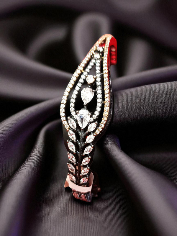 Ammaira’s Dual Tone Rose Gold & Black Plated AAA AD Zirconia Openable Bracelet