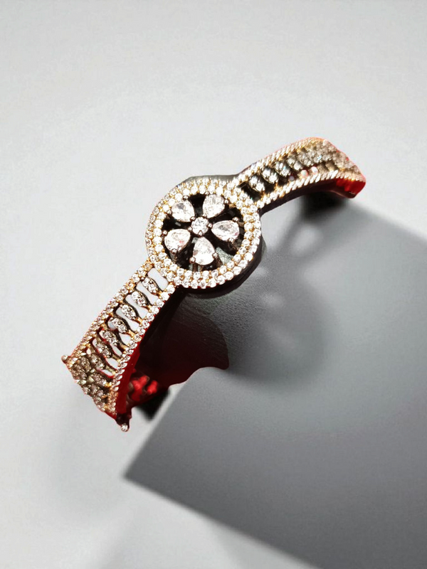 Ammaira’s Dual Tone Rose Gold & Black Plated AAA AD Zirconia Openable Bracelet