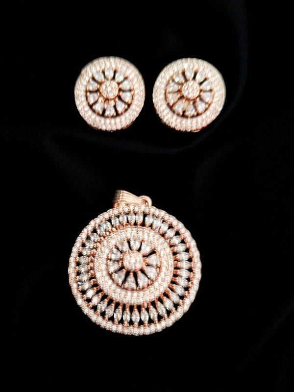 Ammaira's Rose Gold Plated AAA AD Zirconia Pendent Sets