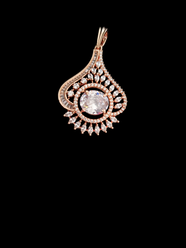 Ammaira’s Rose Gold Plated Tear-Drop AAA AD Zirconia Pendant Set