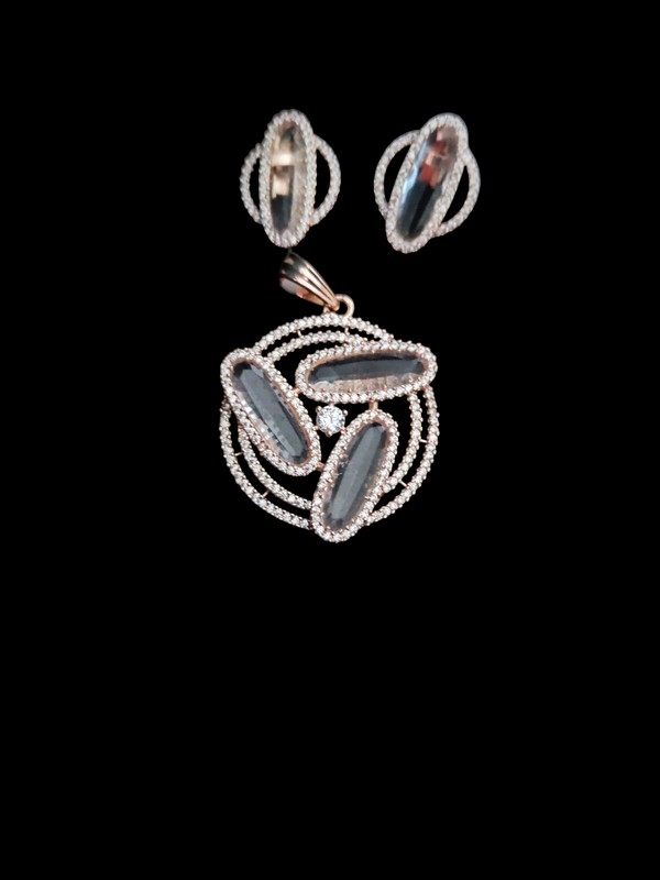 Ammaira’s Rose Gold Plated Contemporary AAA AD Zirconia Pendant Set