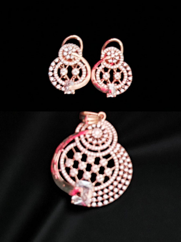 ✨ Ammaira's Rose Gold Plated AAA AD Zirconia Pendant Set ✨