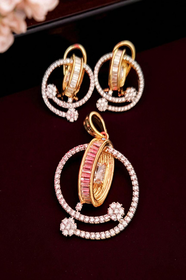 ✨ Ammaira's Gold Plated AAA AD Zirconia Pendant Set ✨