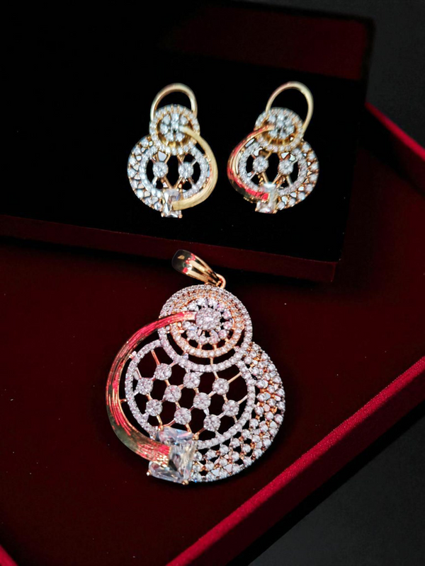✨ Ammaira's Rose Gold Plated AAA AD Zirconia Pendant Set ✨